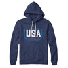 USA Badge Logo Hoodie Navy | Funny Shirt from Famous In Real Life