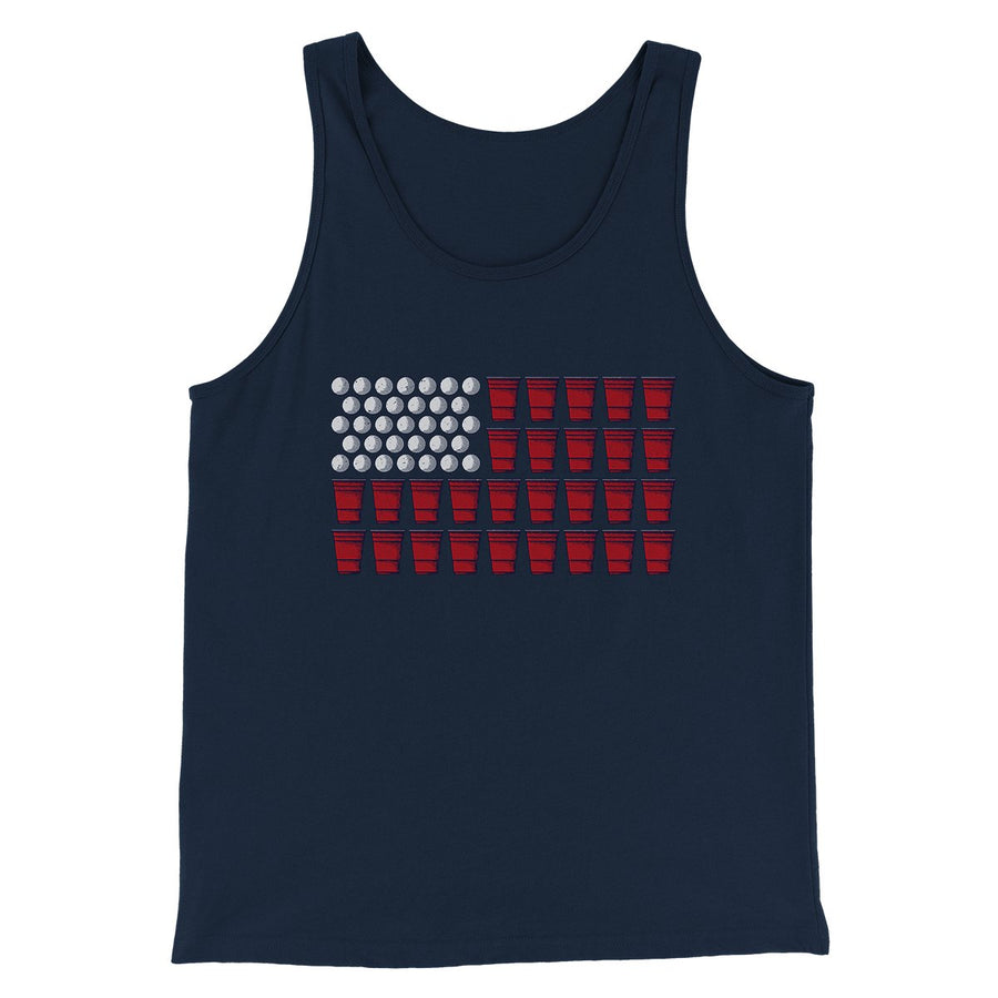 Beer Pong American Flag Men/Unisex Tank Top | Funny Shirt from Famous In Real Life