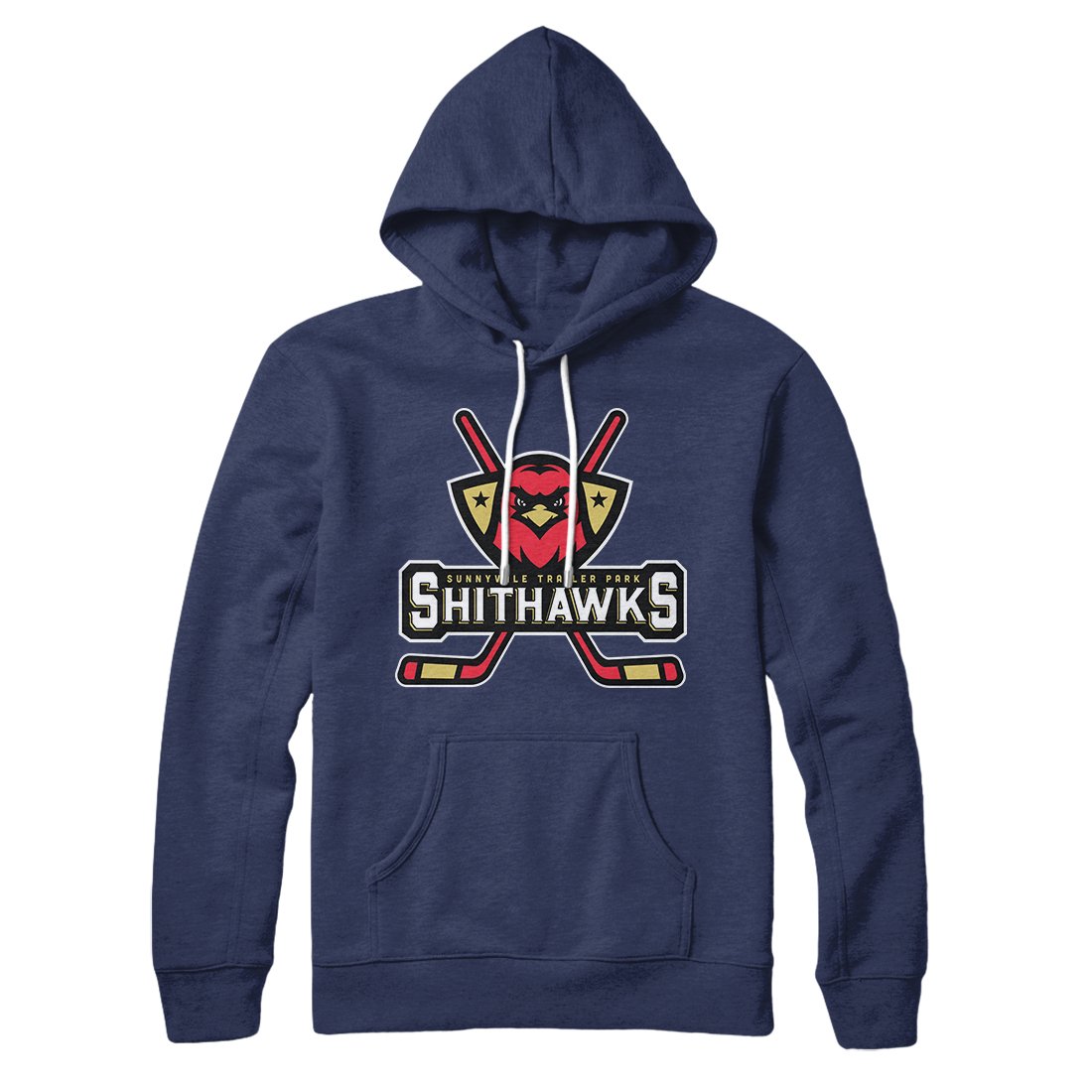 Sunnyvale Shithawks Hoodie Navy | Funny Shirt from Famous In Real Life