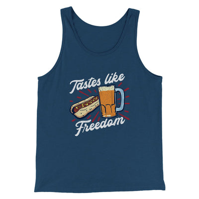 Tastes Like Freedom Men/Unisex Tank Navy Heather | Funny Shirt from Famous In Real Life