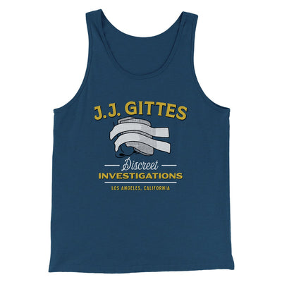 J.J. Gittes Investigation Men/Unisex Tank Top Navy | Funny Shirt from Famous In Real Life