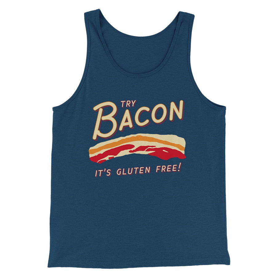 Try Bacon Men/Unisex Tank Top Navy | Funny Shirt from Famous In Real Life