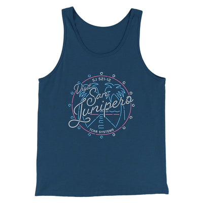 Visit San Junipero Funny Movie Men/Unisex Tank Top Navy | Funny Shirt from Famous In Real Life