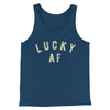 Lucky AF Men/Unisex Tank Top Navy | Funny Shirt from Famous In Real Life