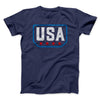 USA Badge Logo Men/Unisex T-Shirt Navy | Funny Shirt from Famous In Real Life
