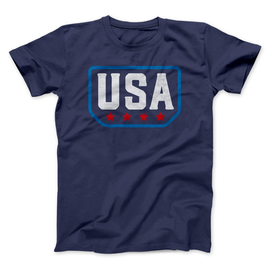 USA Badge Logo Men/Unisex T-Shirt Navy | Funny Shirt from Famous In Real Life