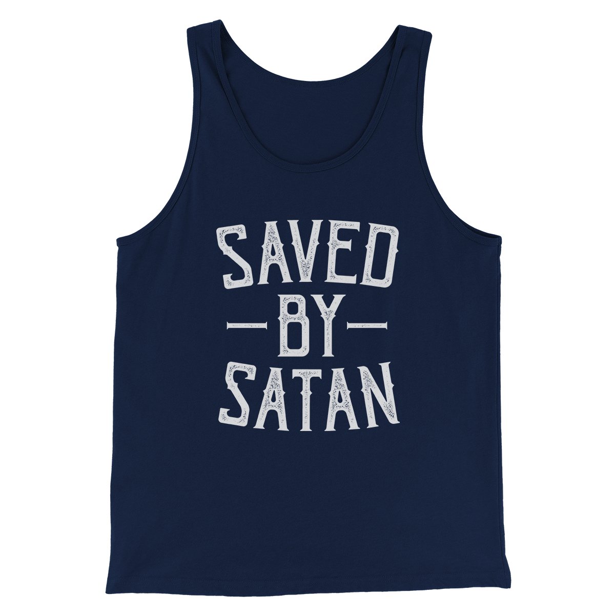 Saved By Satan Men/Unisex Tank Top Navy | Funny Shirt from Famous In Real Life