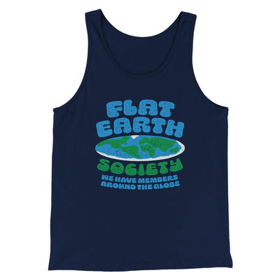 Flat Earth Society Men/Unisex Tank Navy | Funny Shirt from Famous In Real Life