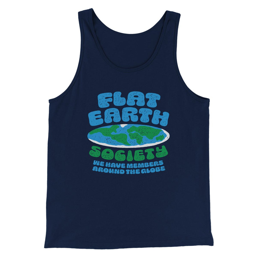 Flat Earth Society Funny Men/Unisex Tank Navy | Funny Shirt from Famous In Real Life