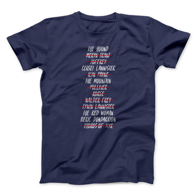 Arya's Kill List Men/Unisex T-Shirt Navy | Funny Shirt from Famous In Real Life
