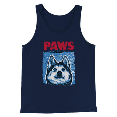 PAWS Dog Funny Movie Men/Unisex Tank Top Navy | Funny Shirt from Famous In Real Life