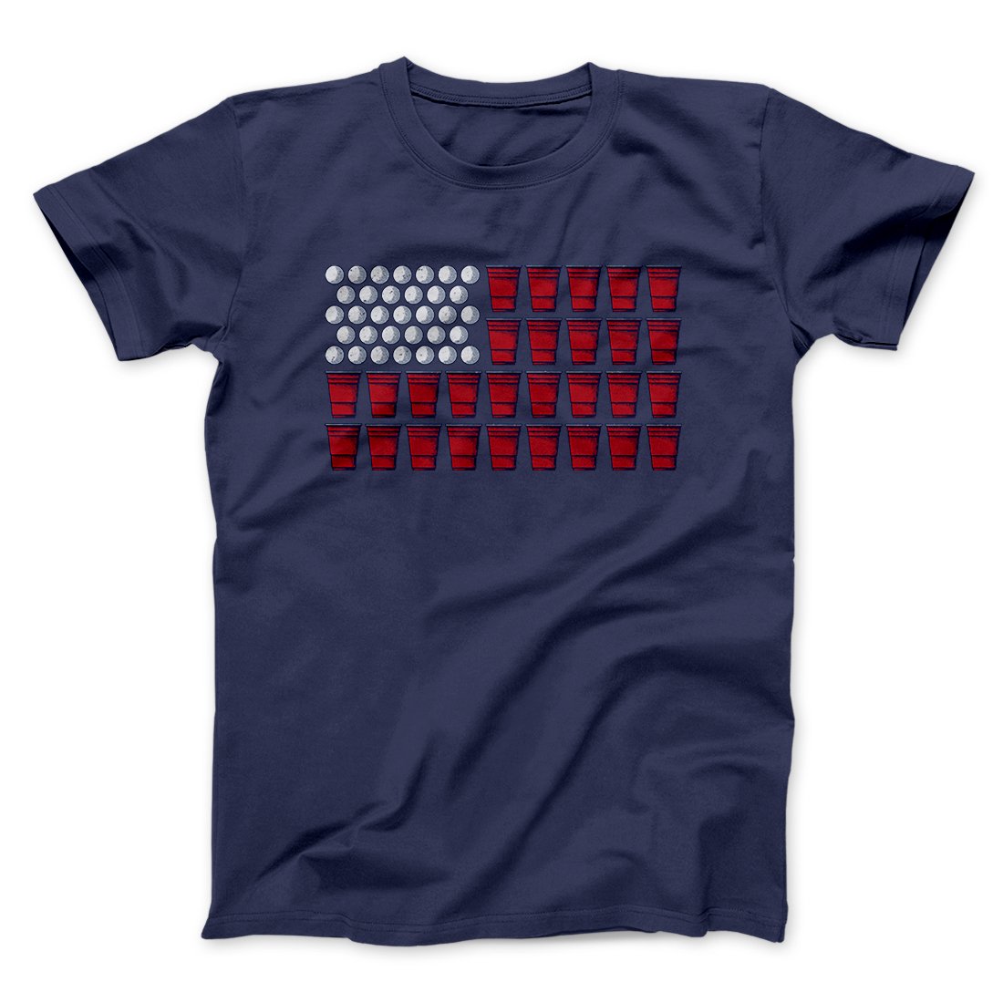 Beer Pong American Flag Men/Unisex T-Shirt | Funny Shirt from Famous In Real Life
