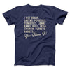 You Name It Funny Thanksgiving Men/Unisex T-Shirt Navy | Funny Shirt from Famous In Real Life