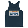 Outatime License Plate Funny Movie Men/Unisex Tank Top Heather Navy | Funny Shirt from Famous In Real Life