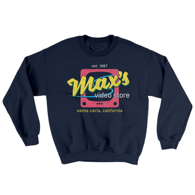 Max's Video Store Ugly Sweater Navy | Funny Shirt from Famous In Real Life