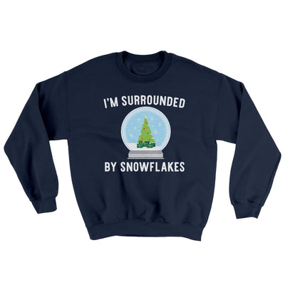 I'm Surrounded By Snowflakes Ugly Sweater Navy | Funny Shirt from Famous In Real Life
