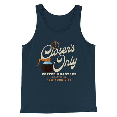 Closer's Coffee Men/Unisex Tank Top Navy | Funny Shirt from Famous In Real Life