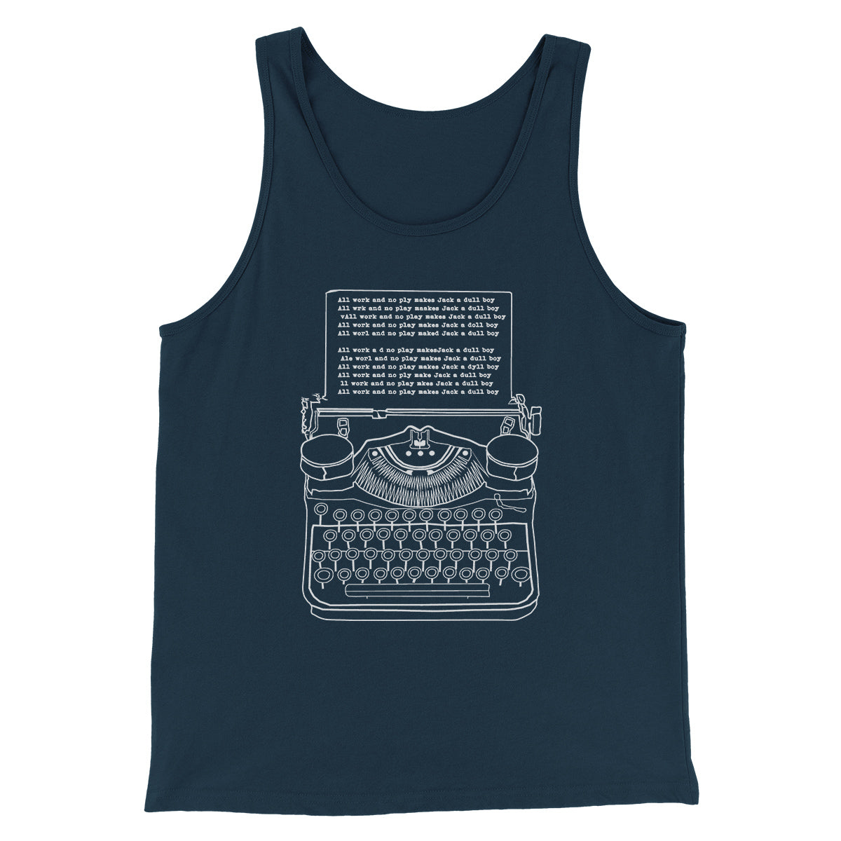 All Work and No Play Funny Movie Men/Unisex Tank Top Heather Navy | Funny Shirt from Famous In Real Life