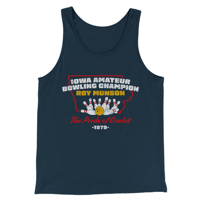 Iowa Amateur Bowling Champion Funny Movie Men/Unisex Tank Top Heather Navy | Funny Shirt from Famous In Real Life