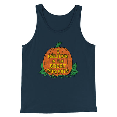 I Believe In The Great Pumpkin Men/Unisex Tank Top Heather Navy | Funny Shirt from Famous In Real Life