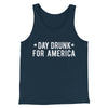 Day Drunk For America Men/Unisex Tank Top Heather Navy | Funny Shirt from Famous In Real Life