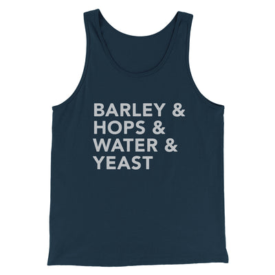 Barley & Hops & Water & Yeast Men/Unisex Tank Top Heather Navy | Funny Shirt from Famous In Real Life