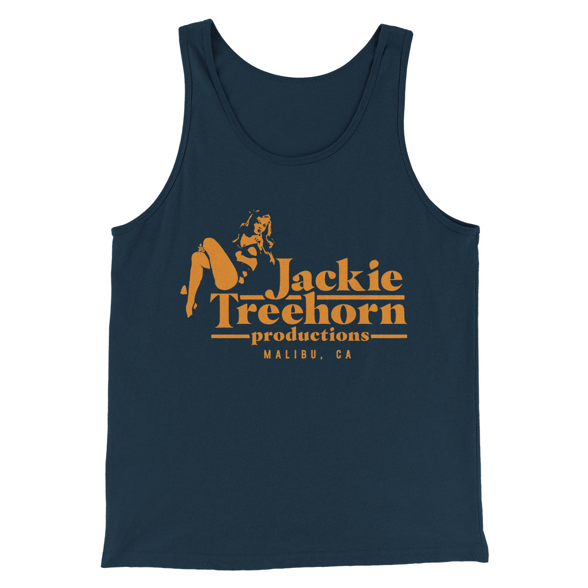 Jackie Treehorn Productions Funny Movie Men/Unisex Tank Top Heather Navy | Funny Shirt from Famous In Real Life