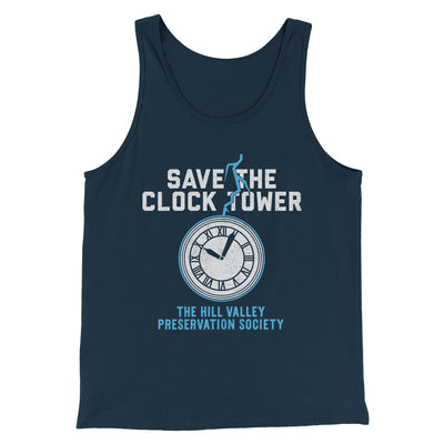 Save the Clock Tower Funny Movie Men/Unisex Tank Top Heather Navy | Funny Shirt from Famous In Real Life