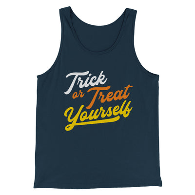 Trick Or Treat Yourself Men/Unisex Tank Top Heather Navy | Funny Shirt from Famous In Real Life