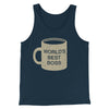 World's Best Boss Men/Unisex Tank Top Heather Navy | Funny Shirt from Famous In Real Life