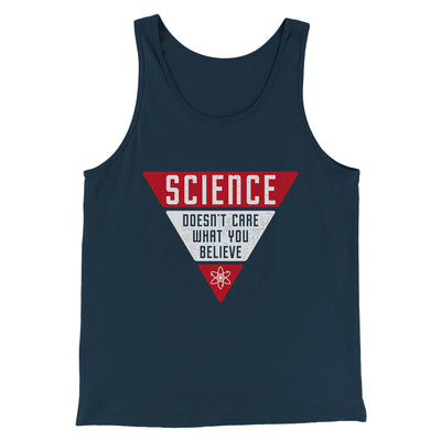 Science Doesn't Care What You Believe Men/Unisex Tank Top Heather Navy | Funny Shirt from Famous In Real Life