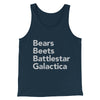 Bears, Beets, Battlestar Galactica Men/Unisex Tank Top Heather Navy | Funny Shirt from Famous In Real Life