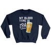 My Blood Type Is IPA Ugly Sweater Navy | Funny Shirt from Famous In Real Life