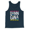 Damn Gina Men/Unisex Tank Top Heather Navy | Funny Shirt from Famous In Real Life