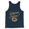 More Spaghetti Less Upsetti Men/Unisex Tank Top Heather Navy | Funny Shirt from Famous In Real Life