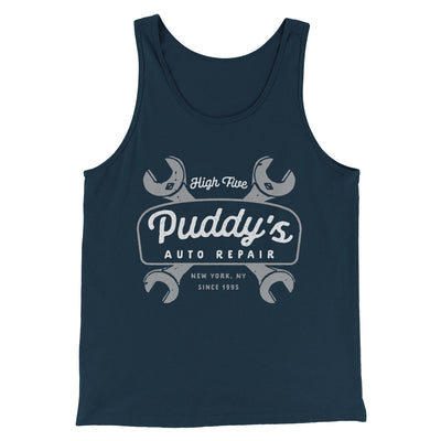 Puddy's Auto Repair Men/Unisex Tank Top Heather Navy | Funny Shirt from Famous In Real Life