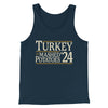 Turkey & Mashed Potatoes 2024 Funny Thanksgiving Men/Unisex Tank Top Heather Navy | Funny Shirt from Famous In Real Life