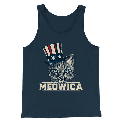 Meowica Men/Unisex Tank Top Heather Navy | Funny Shirt from Famous In Real Life