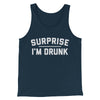 Surprise I'm Drunk Men/Unisex Tank Top Heather Navy | Funny Shirt from Famous In Real Life