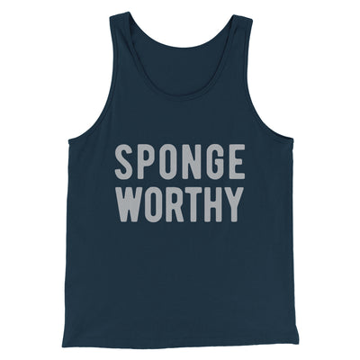 Sponge Worthy Men/Unisex Tank Top Heather Navy | Funny Shirt from Famous In Real Life