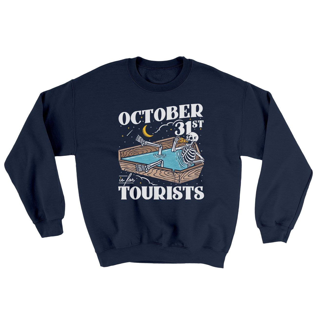 October 31st Is For Tourists Ugly Sweater Navy | Funny Shirt from Famous In Real Life