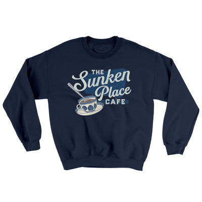 The Sunken Place Cafe Ugly Sweater Navy | Funny Shirt from Famous In Real Life