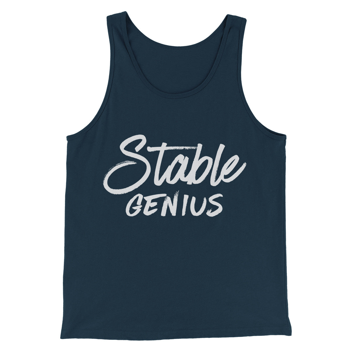 Very Stable Genius Men/Unisex Tank Top Heather Navy | Funny Shirt from Famous In Real Life