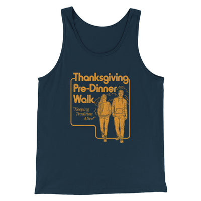 Thanksgiving Pre-Dinner Walk Funny Thanksgiving Men/Unisex Tank Top Heather Navy | Funny Shirt from Famous In Real Life