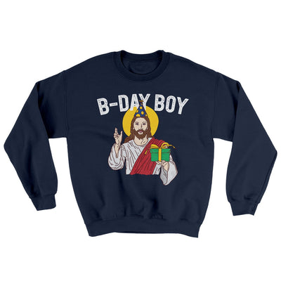 Christmas Birthday Boy Ugly Sweater Navy | Funny Shirt from Famous In Real Life