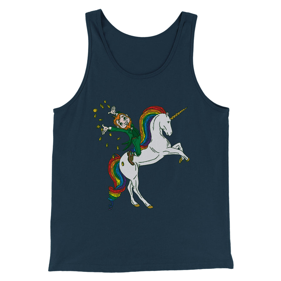 Leprechaun Unicorn Jockey Men/Unisex Tank Top | Funny Shirt from Famous In Real Life