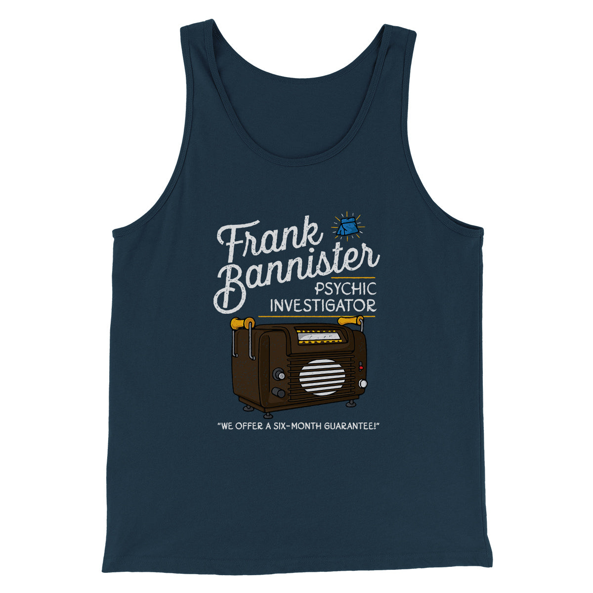 Frank Bannister Psychic Investigator Funny Movie Men/Unisex Tank Top Heather Navy | Funny Shirt from Famous In Real Life