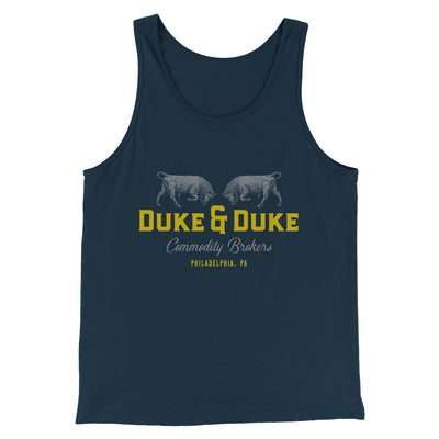 Duke and Duke Commodity Brokers Funny Movie Men/Unisex Tank Top Heather Navy | Funny Shirt from Famous In Real Life