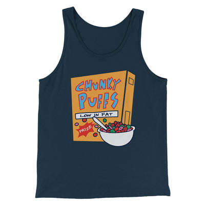 Chunky Puffs Cereal Men/Unisex Tank Top Heather Navy | Funny Shirt from Famous In Real Life
