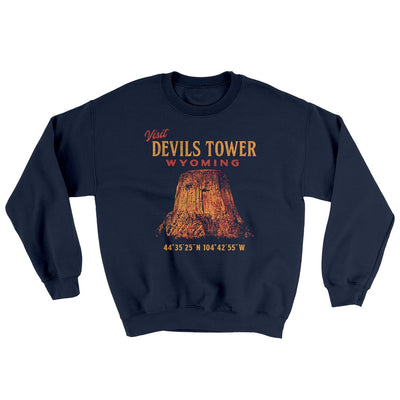 Visit Devils Tower Ugly Sweater Navy | Funny Shirt from Famous In Real Life